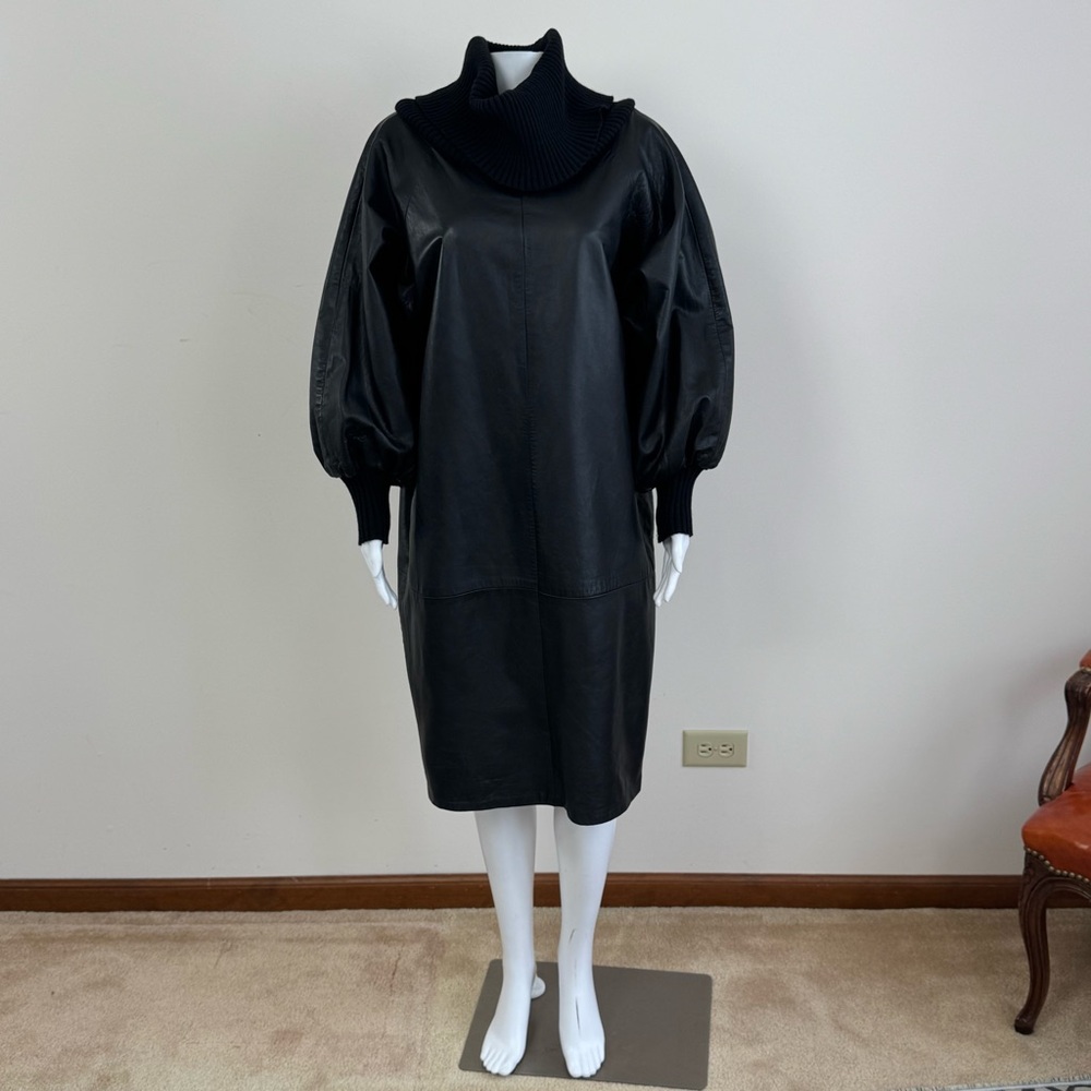 Jean Paul Gaultier Genuine Leather Dress Black Femme Midi L - Picture 3 of 15
